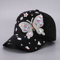Summer Women's Colorful Butterfly Rhinestone Baseball Cap - Sweet, Cool And Bold Girlie Style Fedora Hat - Suitable For Party Outings And Daily Wear by Ricaloux