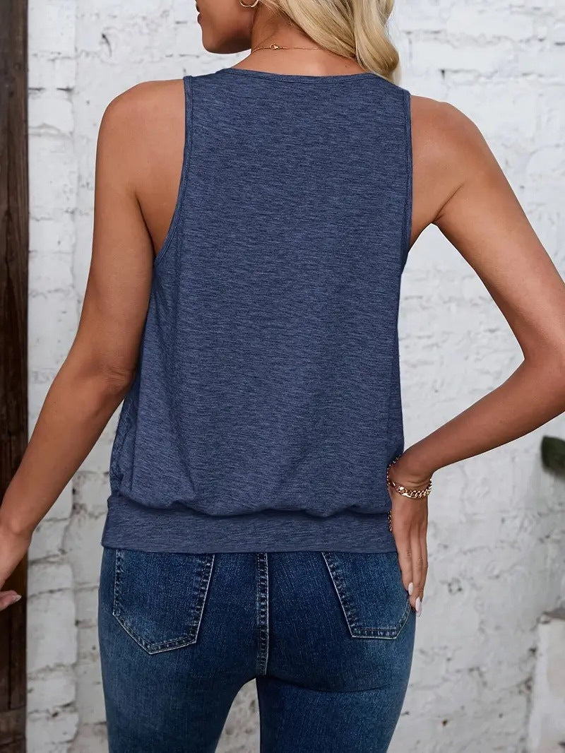 Women's V-Neck Sleeveless Blouson Hem Tank Top - Casual Loose Fit Camisole – Premium 4 | RICALOUX