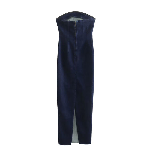 Back-zip Denim Bandeau Dress – Premium 0 | RICALOUX