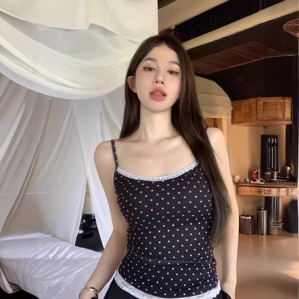 Designer-style Polka-dot Lace Camisole by Ricaloux
