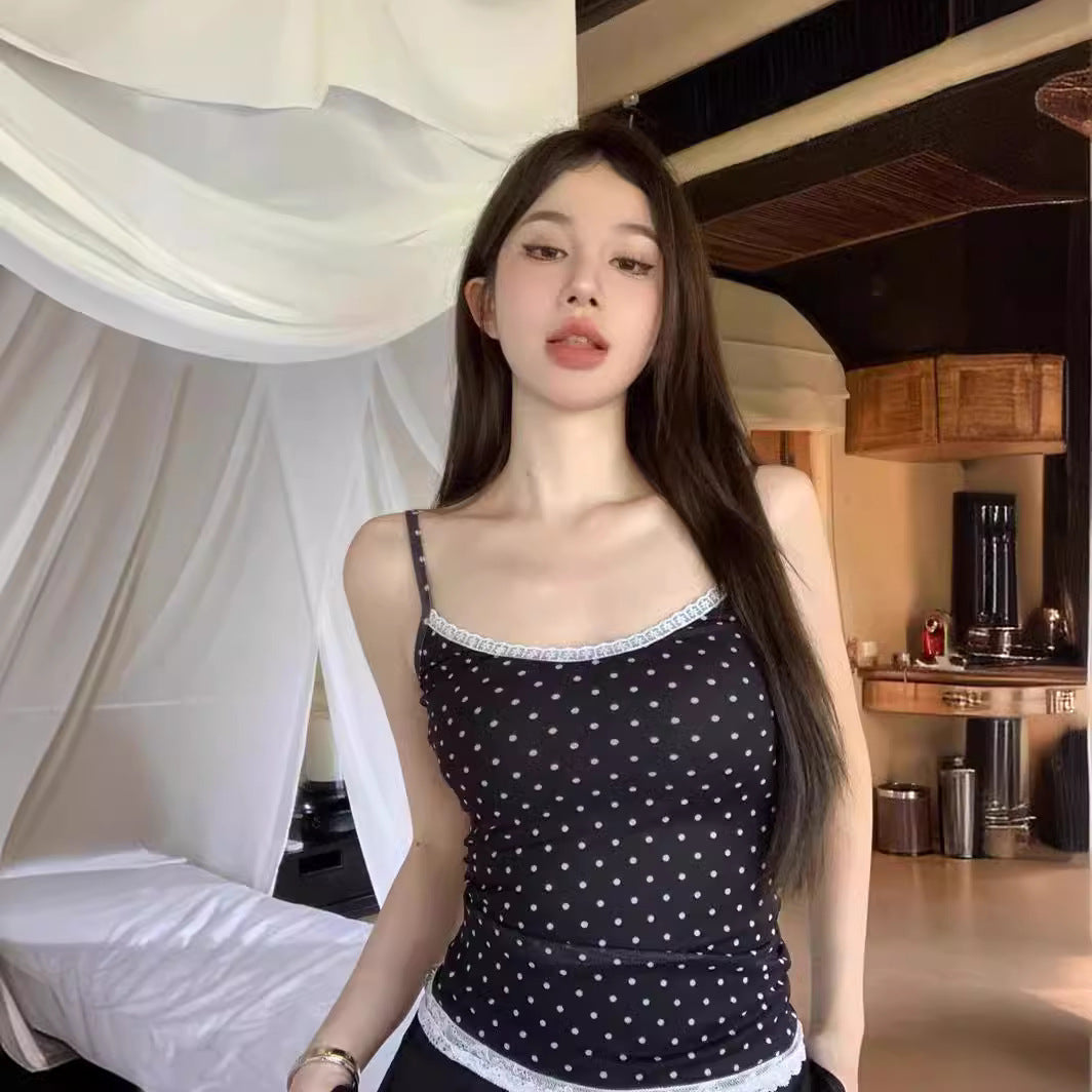 Designer-style Polka-dot Lace Camisole by Ricaloux