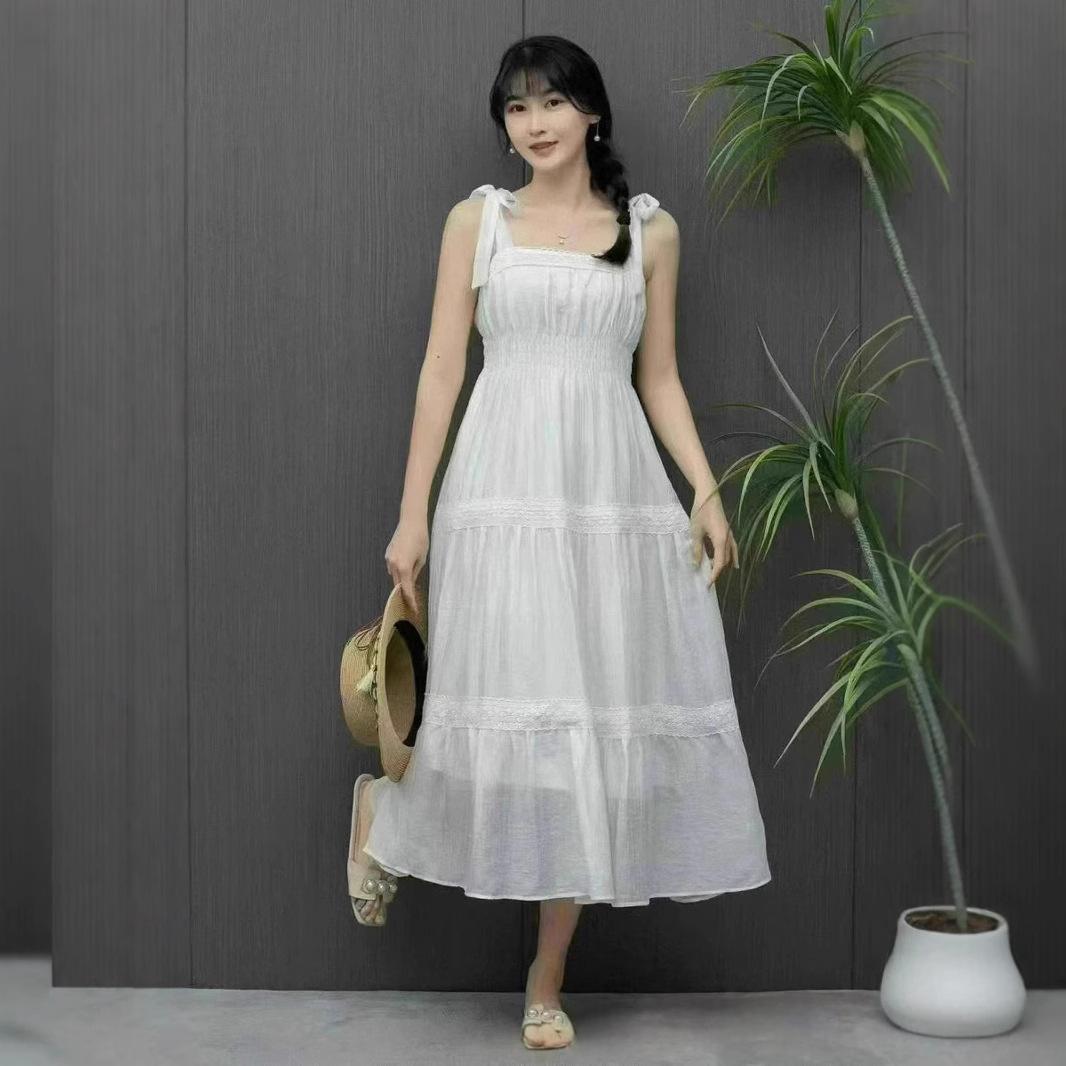Light Blue Petite Strap Dress For Women Summer Style by Ricaloux