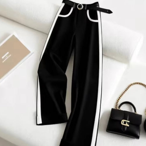 Color-block Straight-leg Casual Womens Suit Pants by Ricaloux