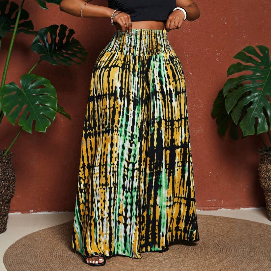 Plus-size Fashionable Printed Casual Pants For Women Outerwear Style With A Waistband by Ricaloux