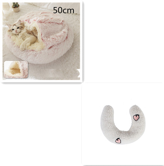 2 In 1 Dog And Cat Bed Pet Winter Bed Round Plush Warm Bed House Soft Long Plush Pets Bed Pet Products by Ricaloux