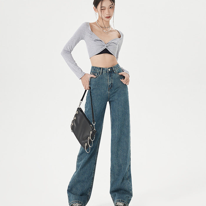 Womens Slim Straight-leg Jeans New Autumn Style by Ricaloux