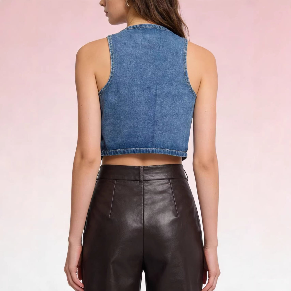 Womens Retro Casual Fashion Denim Vest by Ricaloux