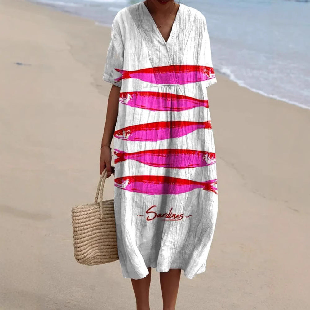 Womens Casual Dress With 3D-Printed Sleeves by Ricaloux