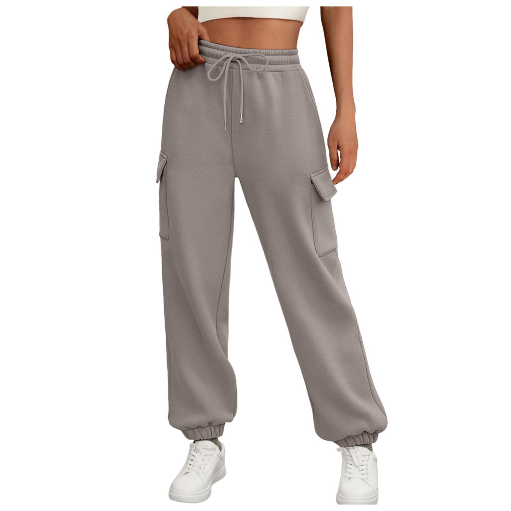 Women's Sweatpants Fleece Lined Baggy Athletic Jogger Trousers With Pockets Fall Casual Trendy Cargo Pants Fall Outfits - RICALOUX