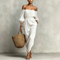 Womens Solid-color Casual Off-shoulder Dress by Ricaloux