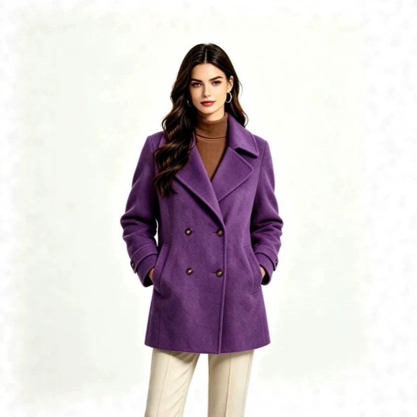 Womens Wool Coat With A Lapel And Buttons by Ricaloux
