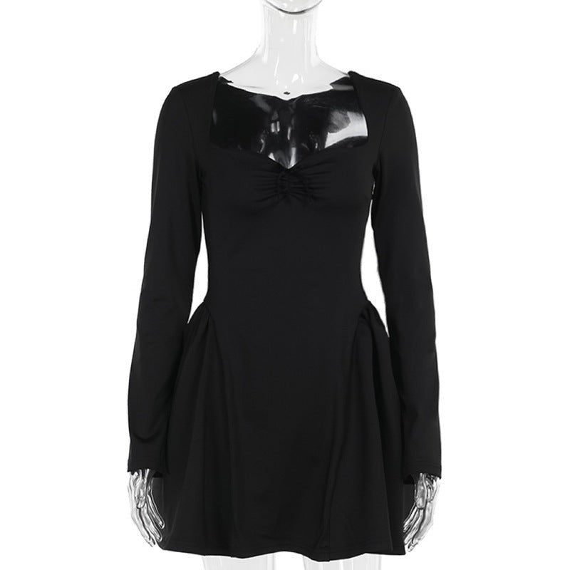 Socialite Style Elegant Slim Fit Fitted Waist Bubble Long Sleeve Dress - RICALOUX