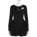 Socialite Style Elegant Slim Fit Fitted Waist Bubble Long Sleeve Dress - RICALOUX