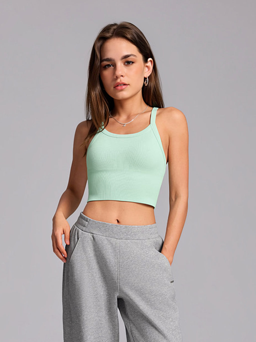 Seamless Yoga Tank Top With Built-in Pads For European & American Styles, No Need For Separate Bra, Cross Strap Sports Underwear For Women Workout & Fitness by Ricaloux