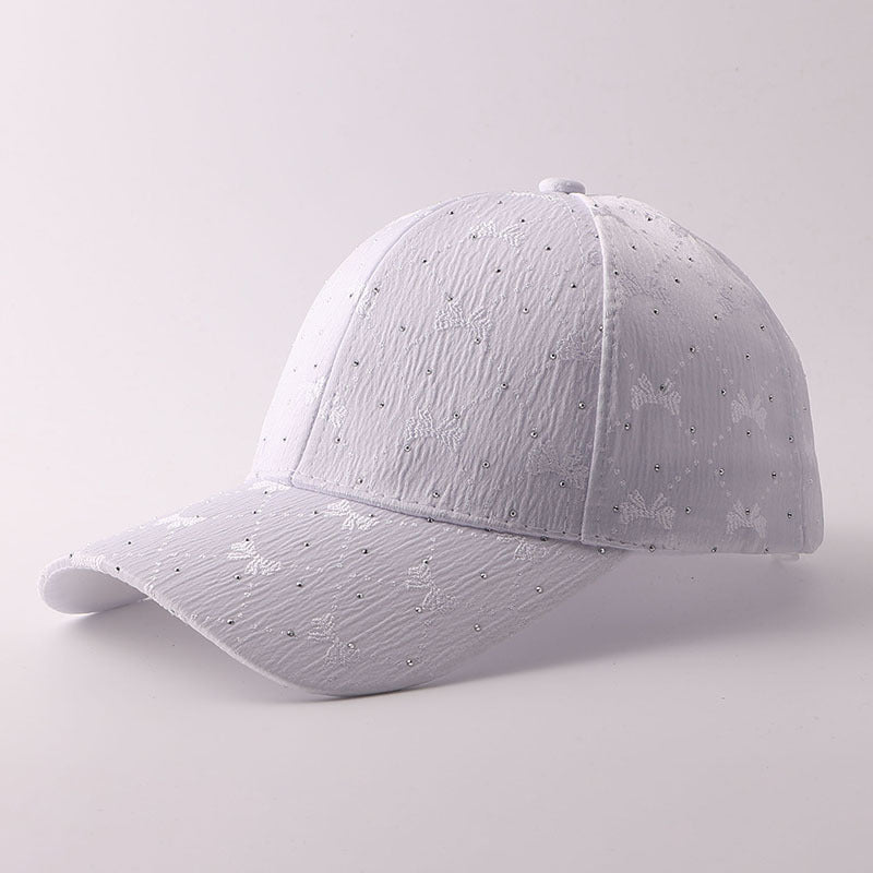 Korean-style Soft Style Bow Tie Rhinestone Baseball Cap With Textured Pleats And Breathable Brim Outdoor Versatile Hat For Outings With A Curved Brim – Premium 4 | RICALOUX