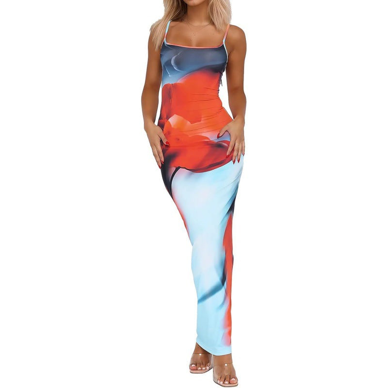 Bodycon Printed Strap Dress European And American Style by Ricaloux