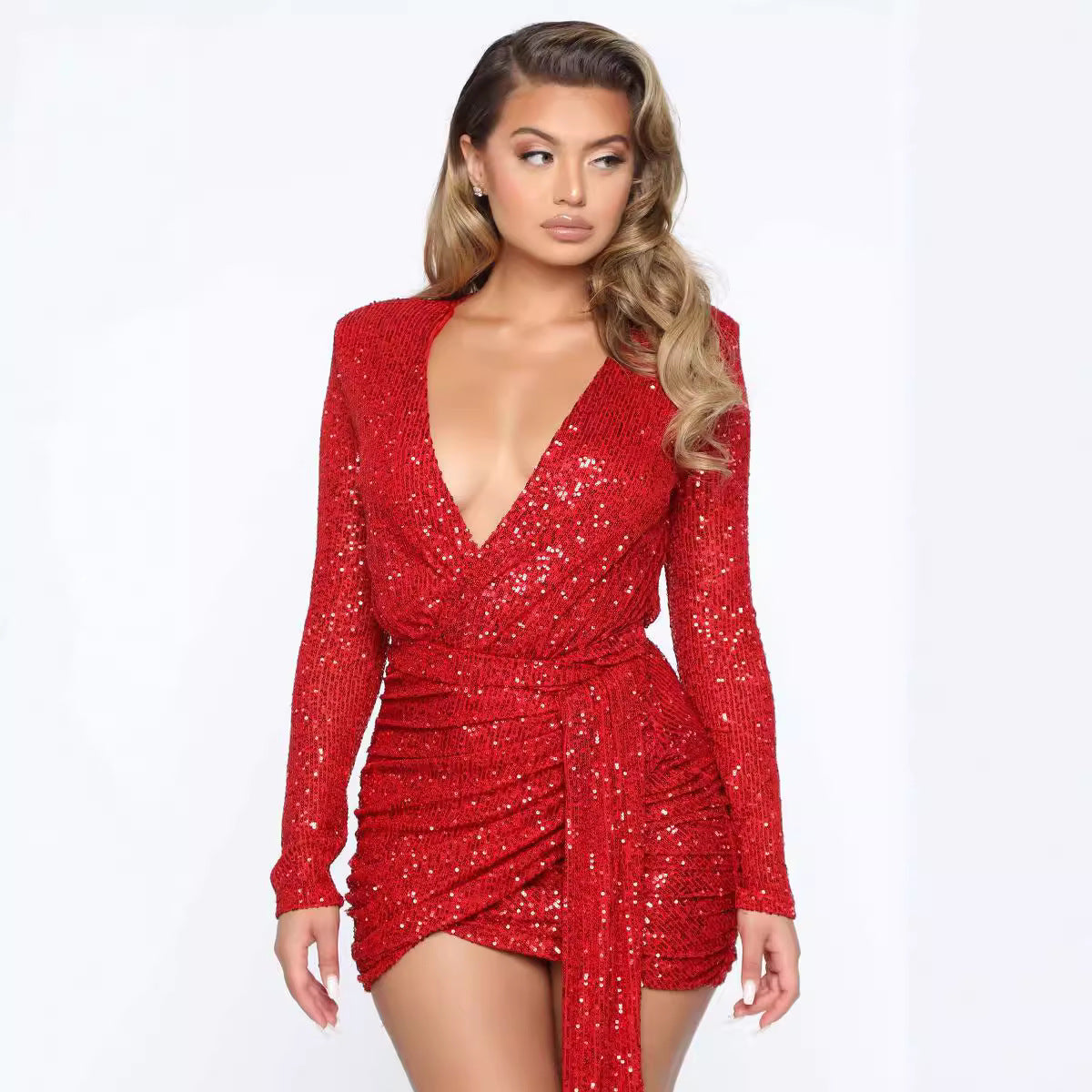 Womens Fashion Long-sleeve Lace-up Backless Dress – Premium 0 | RICALOUX
