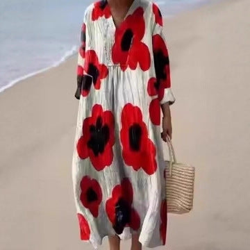 Retro-style Loose-fitting Beach Dress For Women – Premium 0 | RICALOUX