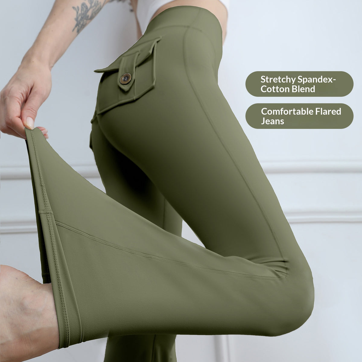 Women's High-Waisted Cargo Pocket Peach Butt Yoga Pants For Autumn And Winter, European & American Style, Stretchy Lifting Butt Quick-Dry Athletic Leggings For Running And Fitness by Ricaloux