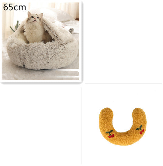 2 In 1 Dog And Cat Bed Pet Winter Bed Round Plush Warm Bed House Soft Long Plush Pets Bed Pet Products by Ricaloux
