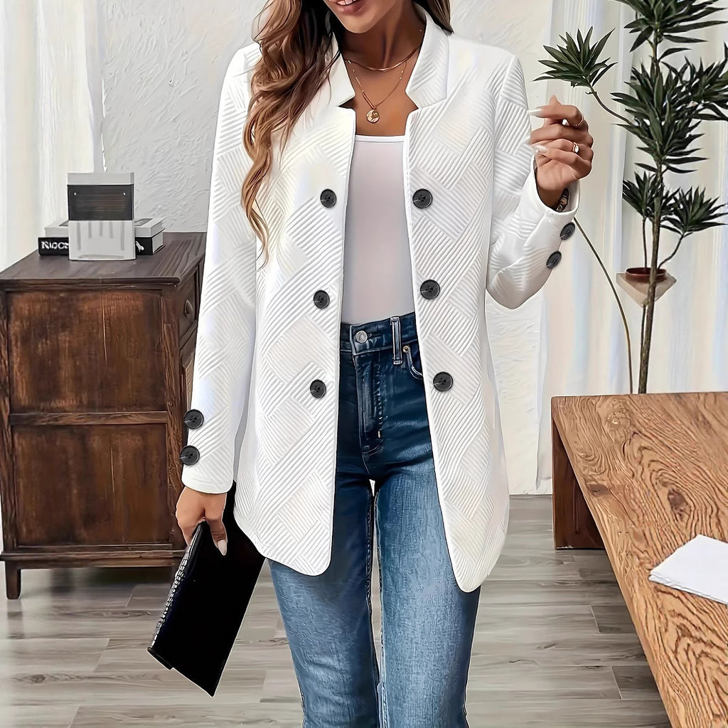 Womens New Stylish Three-button Double-breasted Coatblazer by Ricaloux
