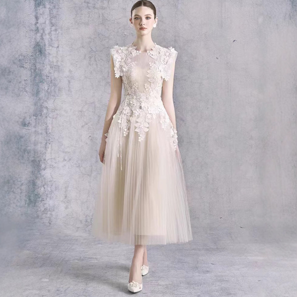 Lace Crochet Fairy-Like Waist-Cinching Dress by Ricaloux