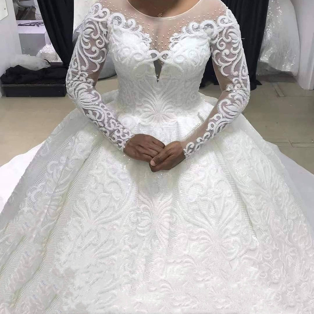 Ball Gown Wedding Dress Long Sleeves Bridal Gown - RICALOUX