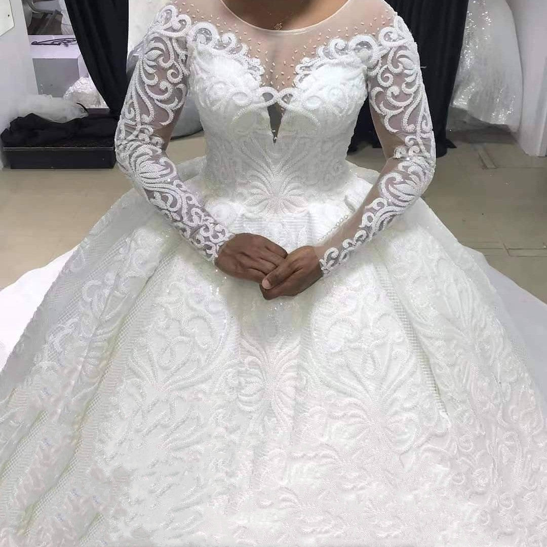 Ball Gown Wedding Dress Long Sleeves Bridal Gown - RICALOUX