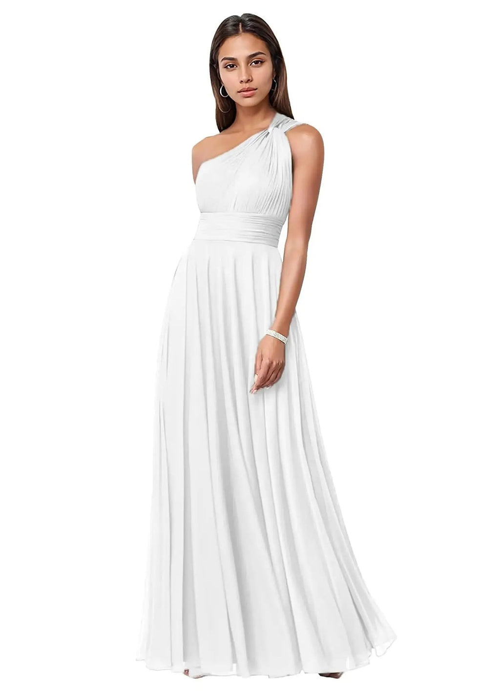 Womens Wedding One-Shoulder Chiffon Dress – Premium 0 | RICALOUX