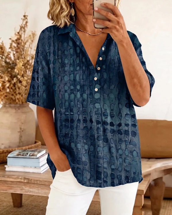 Button-down Collar Pullover Shirt Top by Ricaloux