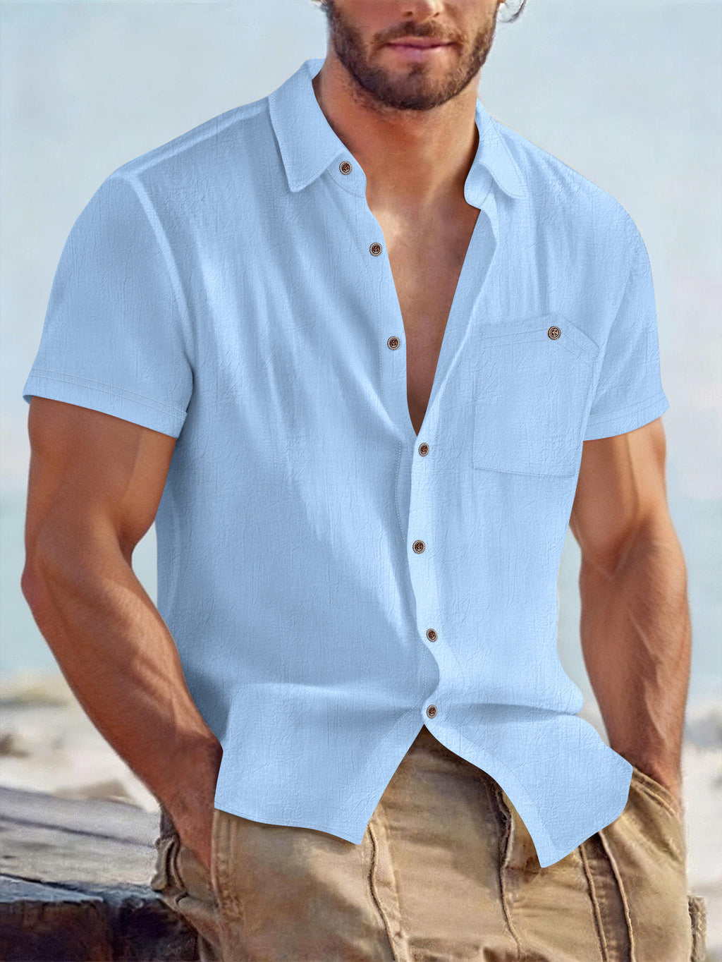 Short-sleeved Casual Breathable Mens Shirt – Premium 0 | RICALOUX