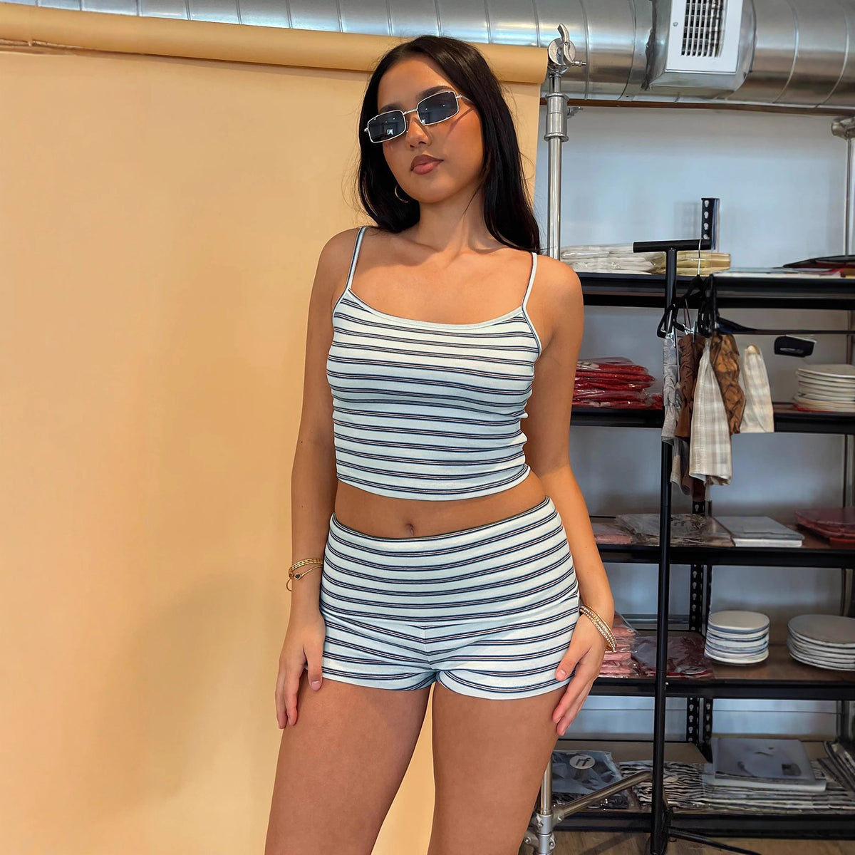 Womens Minimalist Striped Sexy Set by Ricaloux