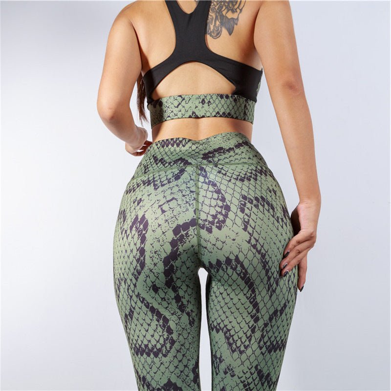 New Women's Fashion Snake Print Yoga Suit - RICALOUX