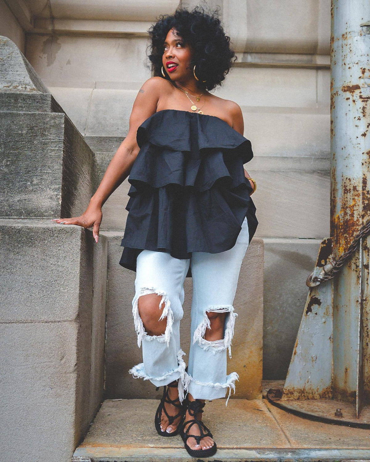 Womens Fashion Multi-layer Spliced And Overlaid Tube Top by Ricaloux
