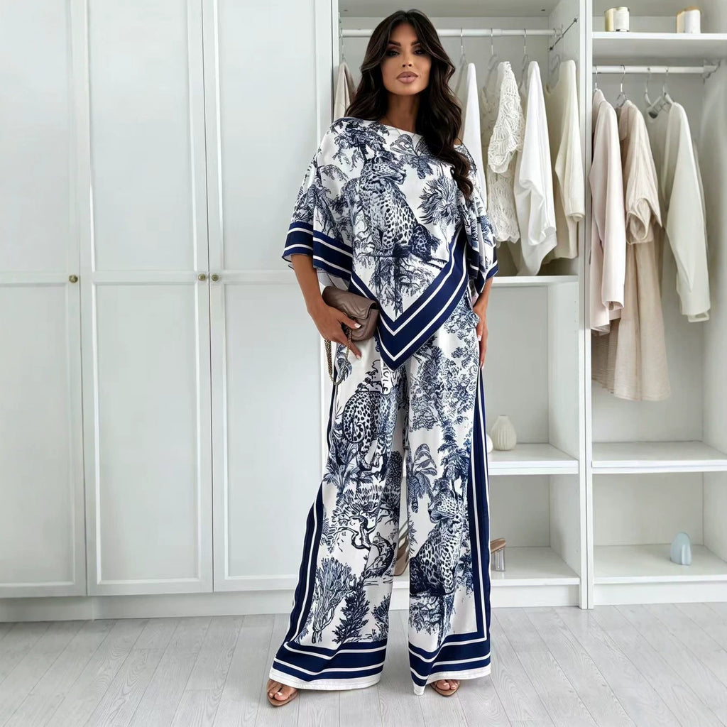 Fashionable Printed Top Patterned Pants Set by Ricaloux