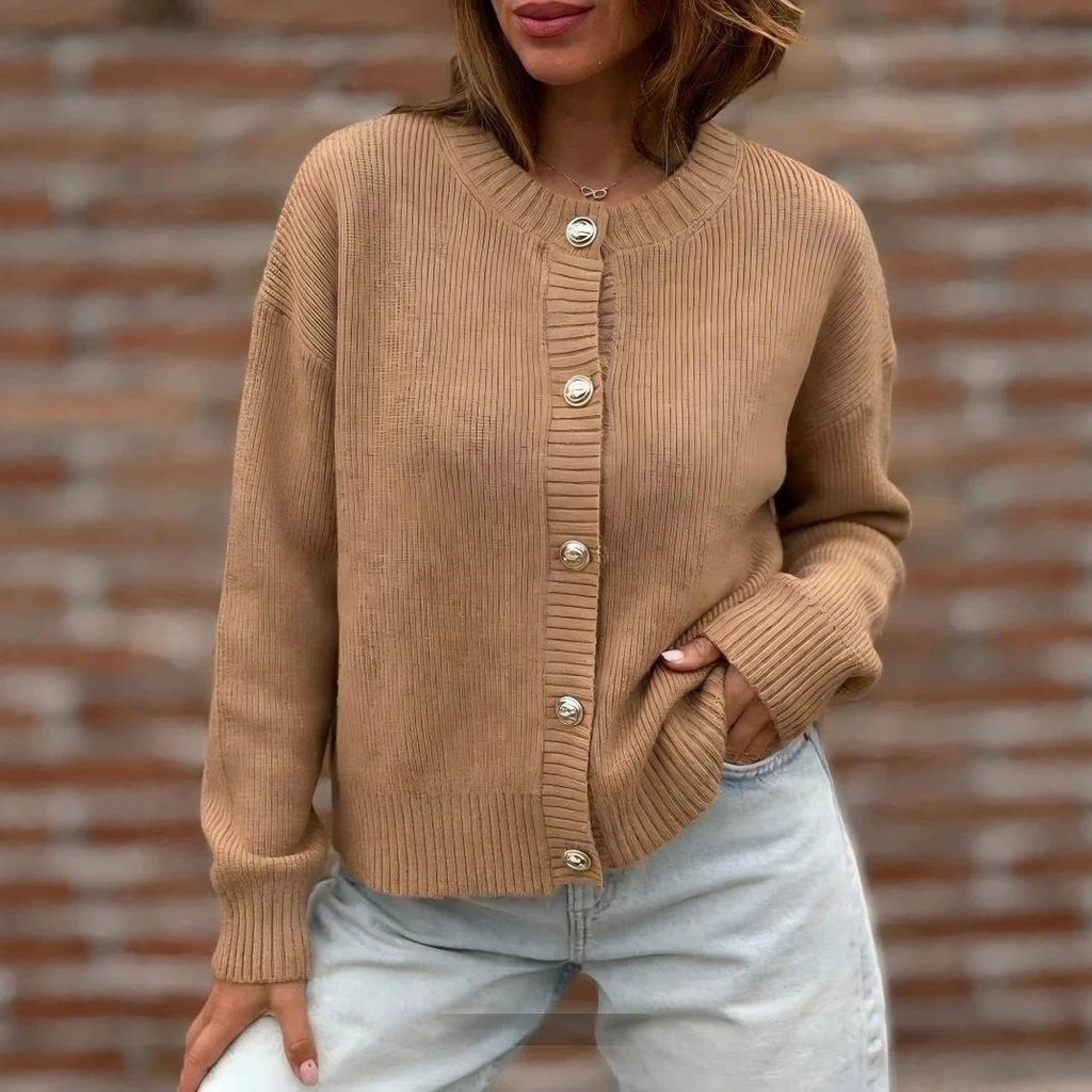 Womens Button-front Cardigan Long-sleeve Sweater – Premium 0 | RICALOUX