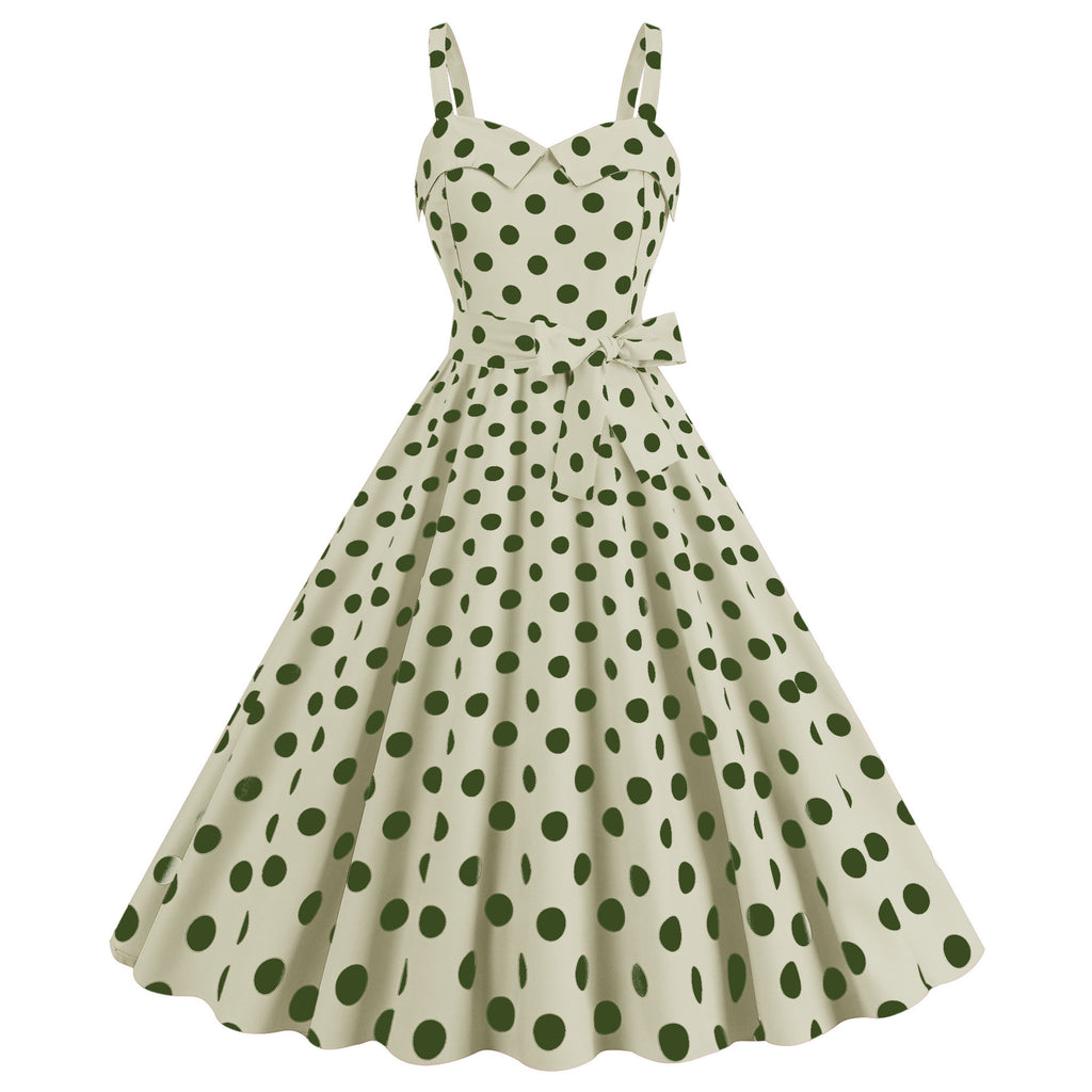 Polka-dot Print Vintage Swing Dress by Ricaloux