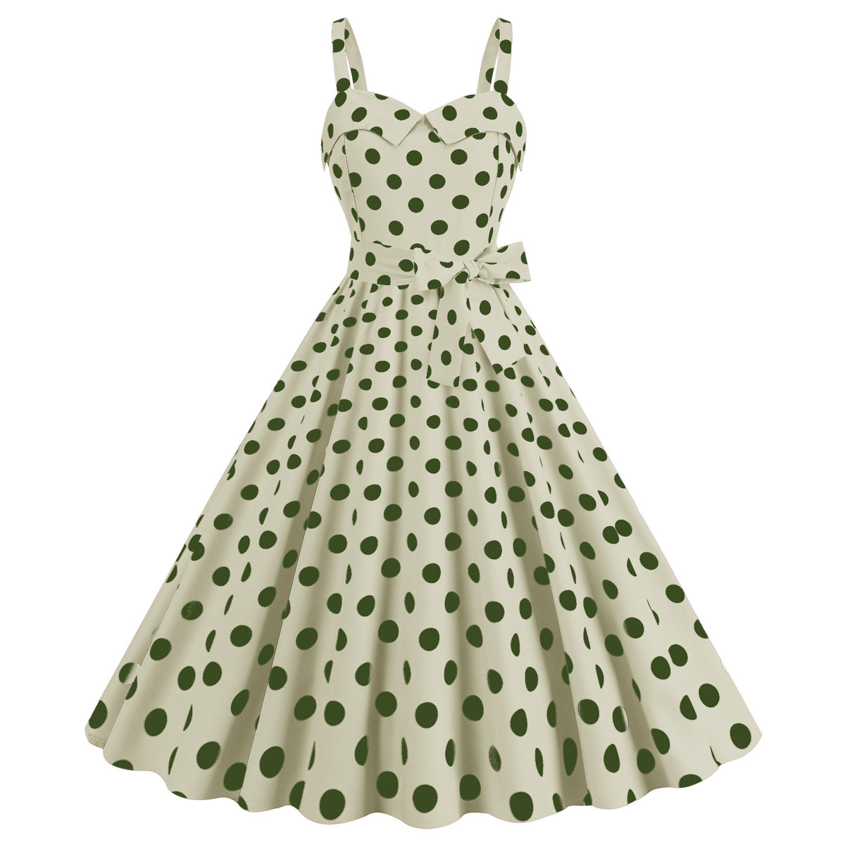 Polka-dot Print Vintage Swing Dress by Ricaloux