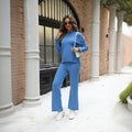 Commuter Casual Solid-Color Relaxed-Fit Long-Sleeve Sweater And Pants Set by Ricaloux