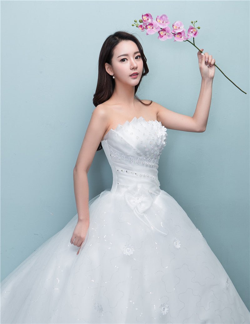 Aliexpress wedding bride wedding dress new large tail size wedding dress factory wholesale TH52 - RICALOUX