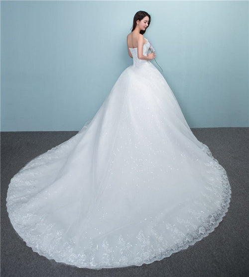 Aliexpress wedding bride wedding dress new large tail size wedding dress factory wholesale TH52 - RICALOUX