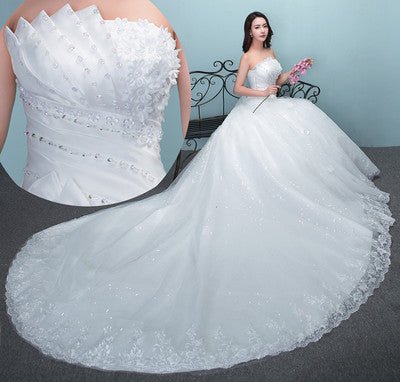Aliexpress wedding bride wedding dress new large tail size wedding dress factory wholesale TH52 - RICALOUX