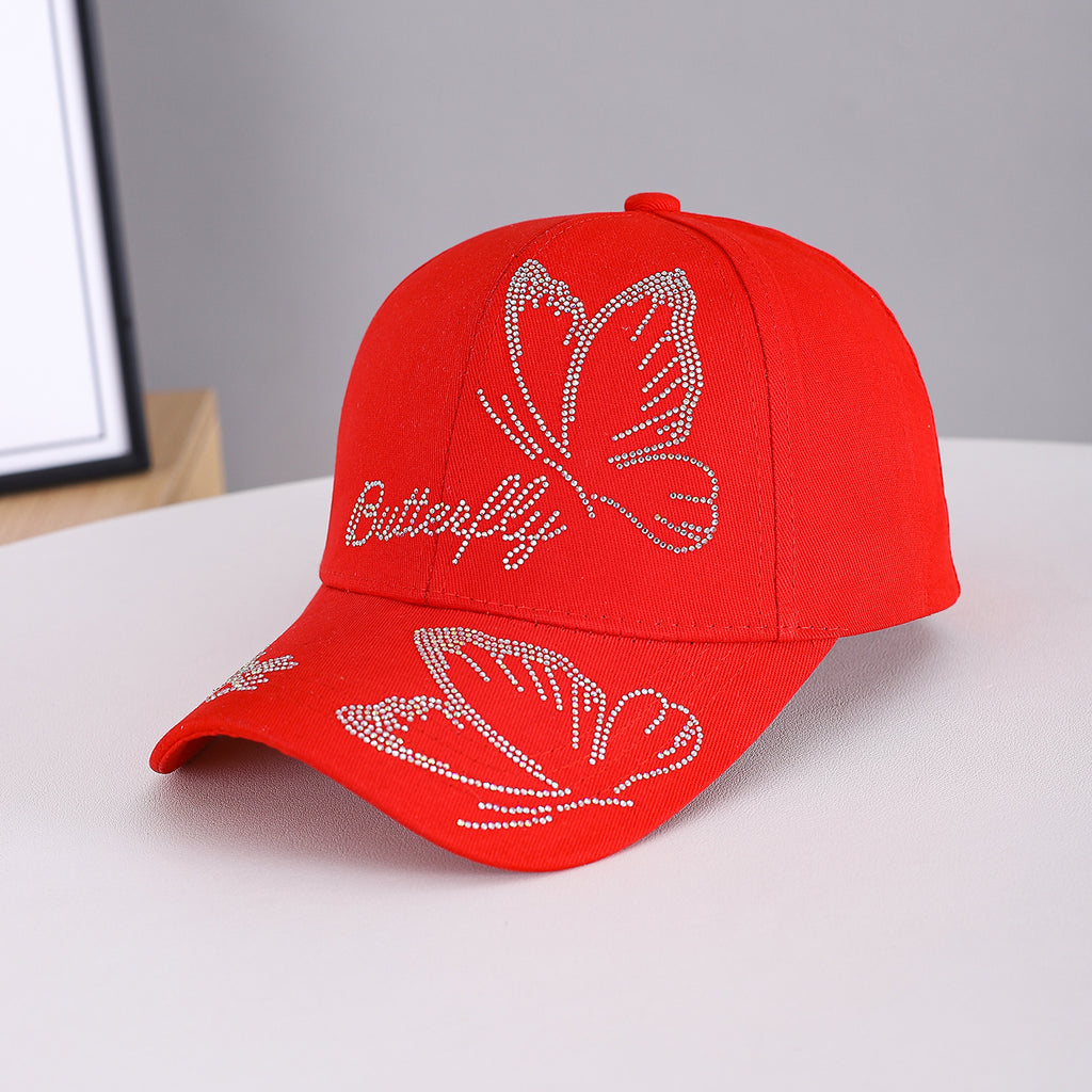 The New Men's And Women's Three-dimensional Rhinestone Butterfly Letter Decorative Versatile Baseball Cap Is Suitable For Daily Outings On Campus. by Ricaloux