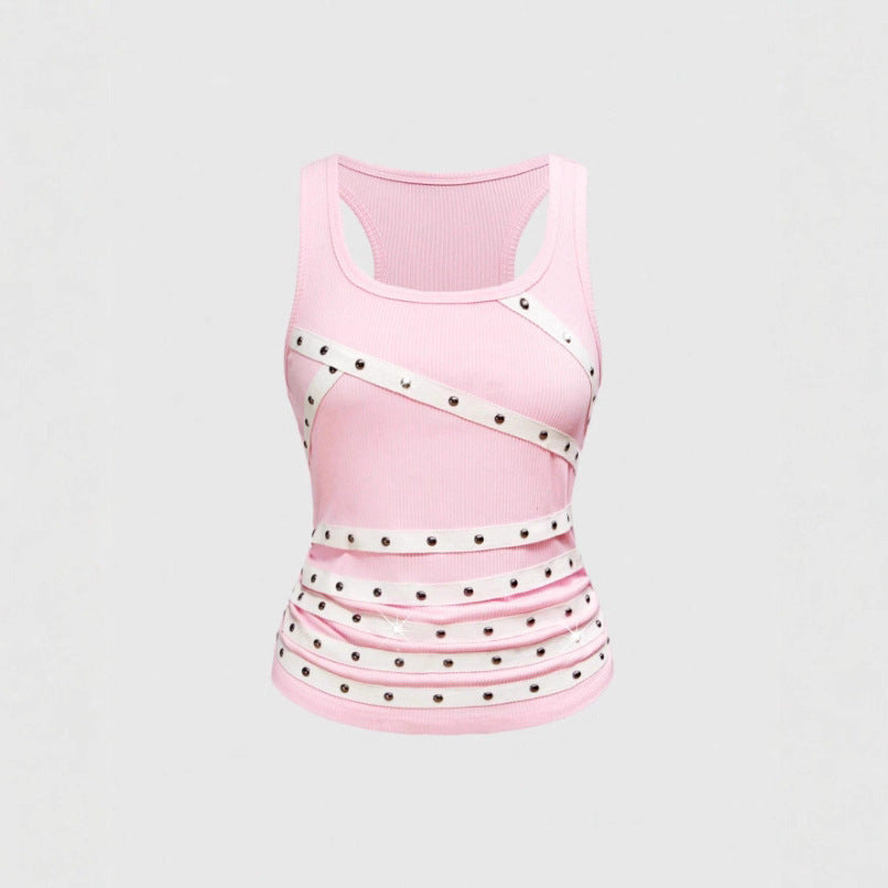 Womens Versatile Top With A Round Neckline And Metal Accents by Ricaloux