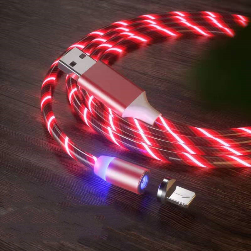 Magnetic Charging Cable Streamer Fast Charging Cable Lighting Micro USB Cable LED Magnet Charger Type-C Cable by Ricaloux