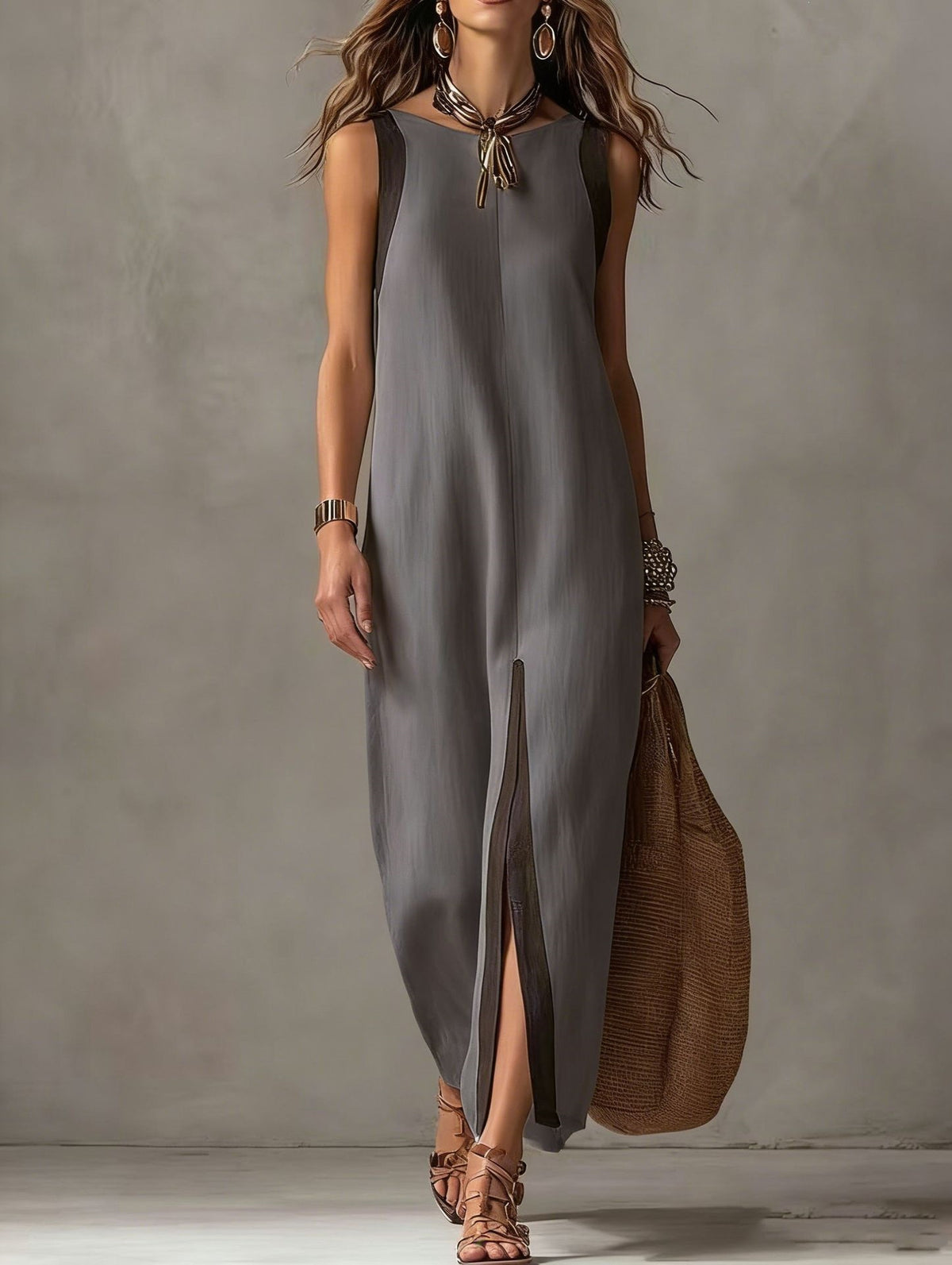 Summer New Womens Casual Chic Sleeveless Color-Block Split Dress – Premium 0 | RICALOUX