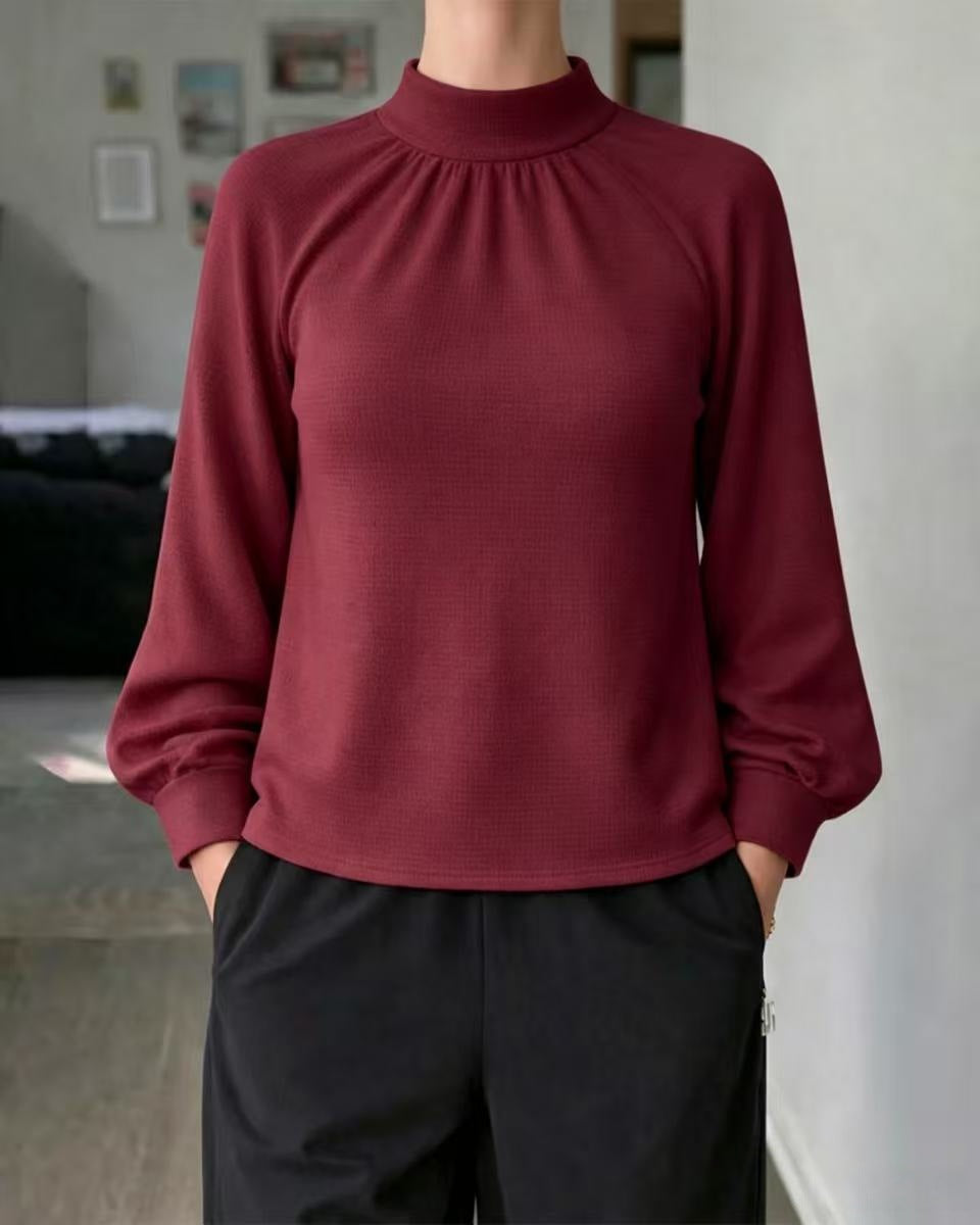 Springautumn Knitted Long-sleeve Casual Raglan-sleeve Turtleneck Lace-trimmed Sweater Bottoming Shirt – Premium 0 | RICALOUX