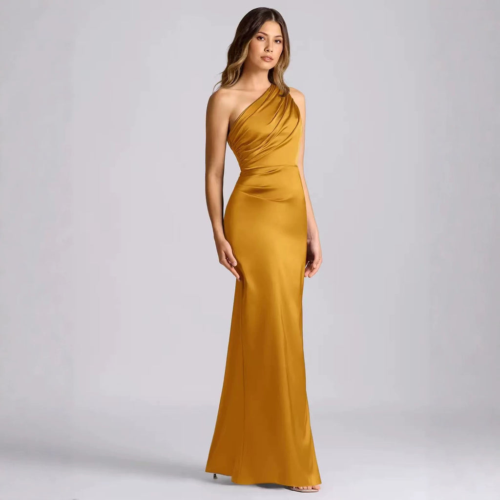 Womens Stylish Off-the-shoulder Satin Bodycon Dress by Ricaloux