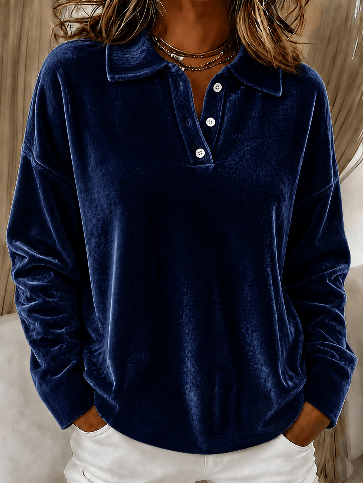Relaxed And Versatile Long-sleeved Polo Shirt With A Turned-up Collar – Premium 0 | RICALOUX