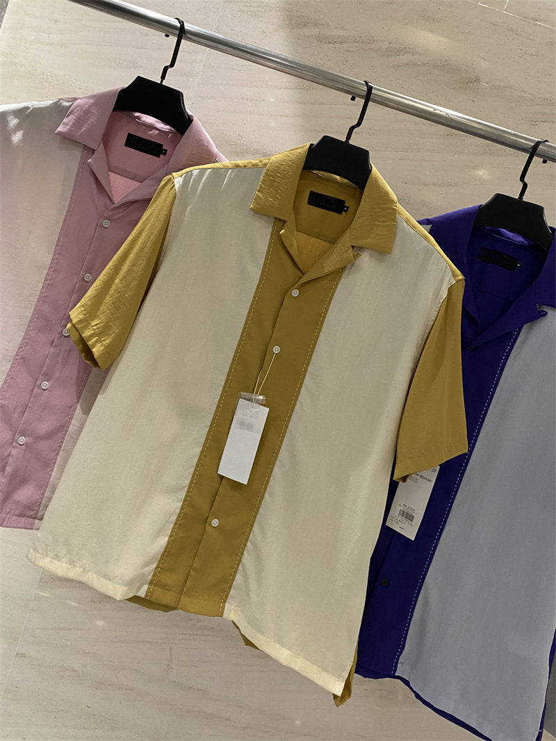 Loose Men's Lapel Shirt Short Sleeve by Ricaloux